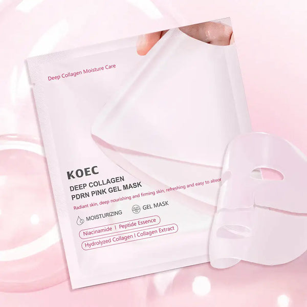 4PCs KOEC PDRN Pink Deep Hydration Collagen Gel Facial Mask Moisturizing Firming Nourishing Niacinamide Hyaluronic Acid Peptide