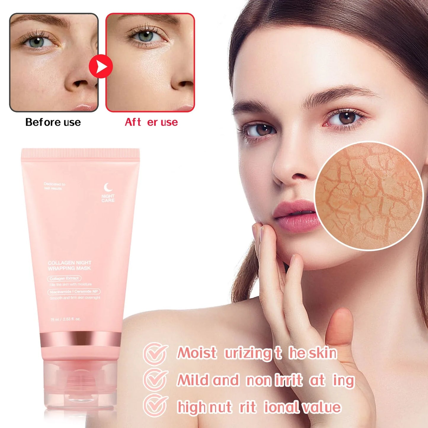 (1/4 PC)Medicube Collagen Overnight Wrapping Peel Off Facial Mask Pack - Elasticity & Hydration Care, Reduces Sagging & Dullness