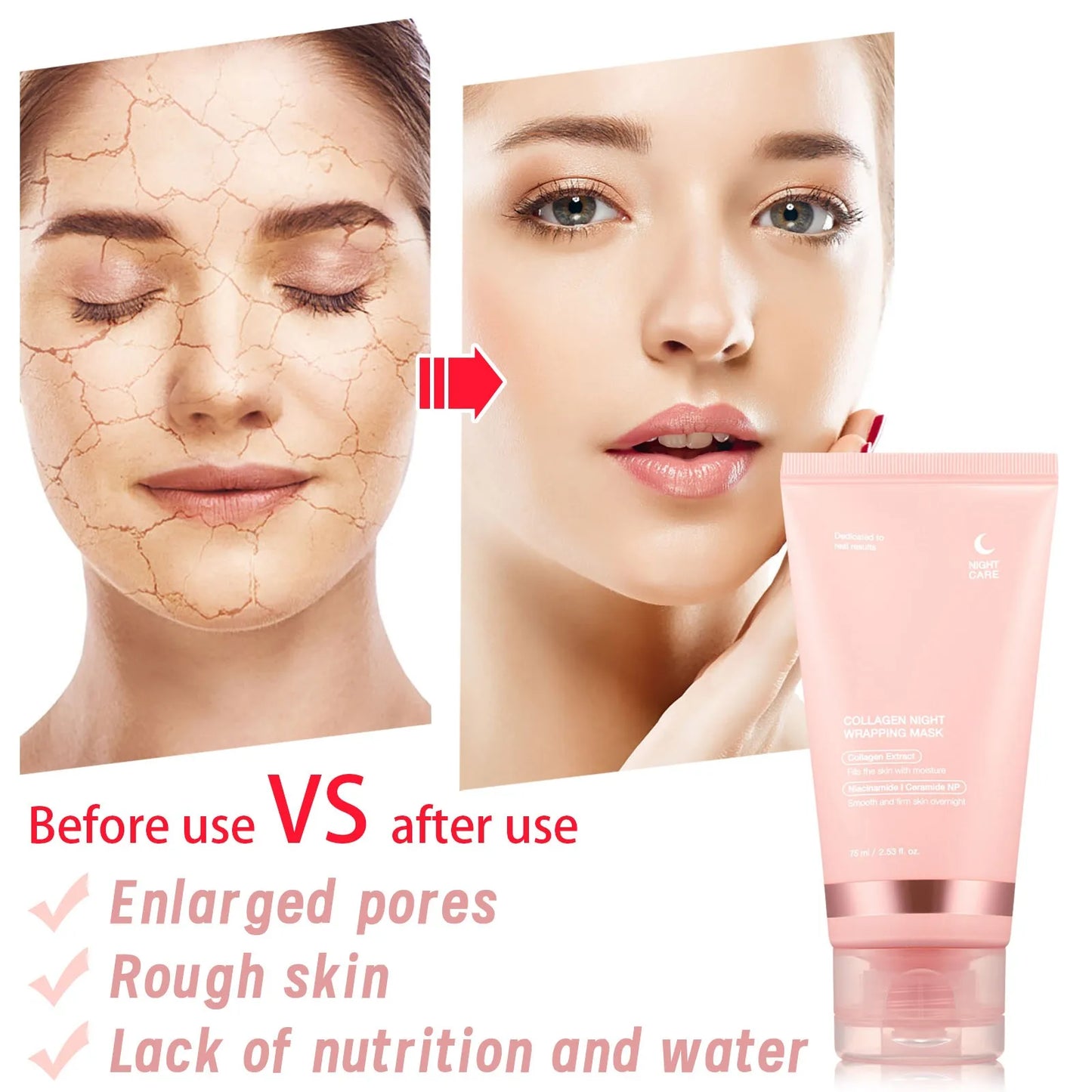 (1/4 PC)Medicube Collagen Overnight Wrapping Peel Off Facial Mask Pack - Elasticity & Hydration Care, Reduces Sagging & Dullness