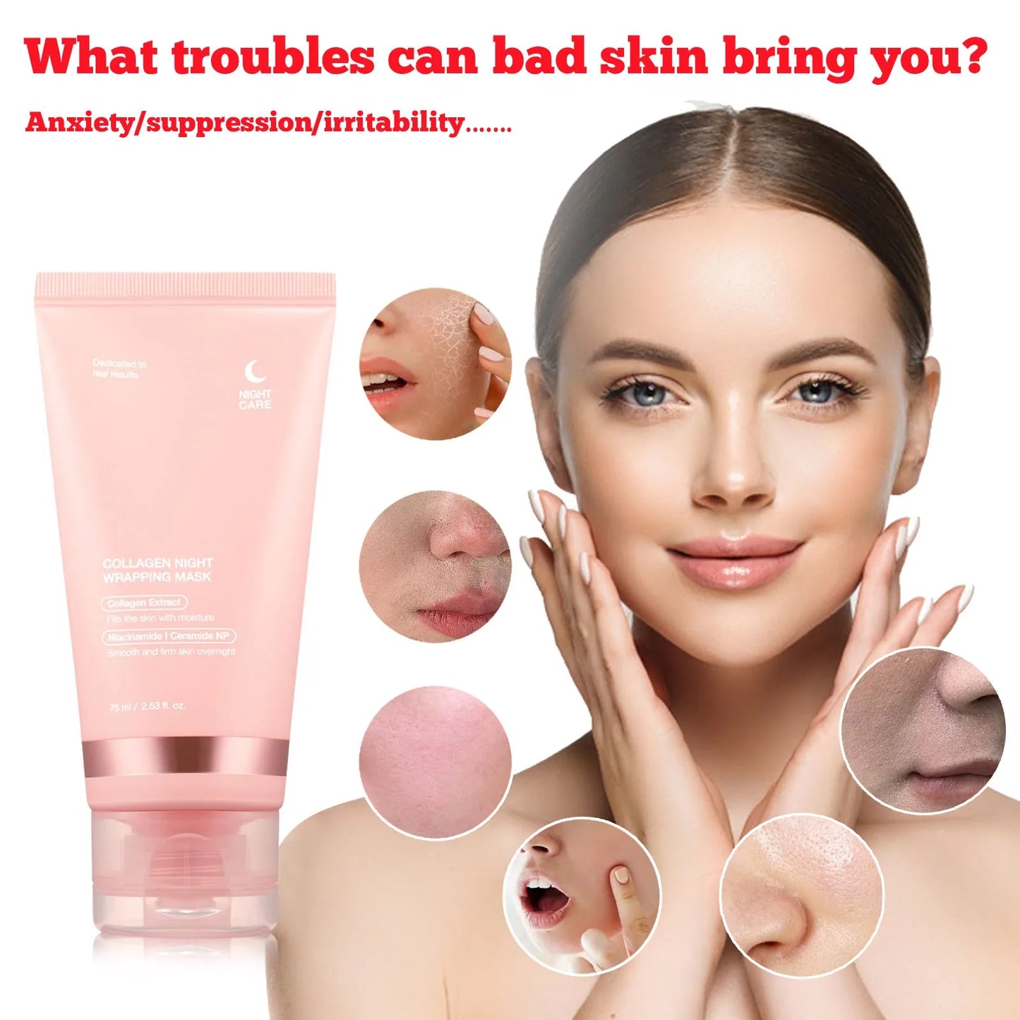 (1/4 PC)Medicube Collagen Overnight Wrapping Peel Off Facial Mask Pack - Elasticity & Hydration Care, Reduces Sagging & Dullness